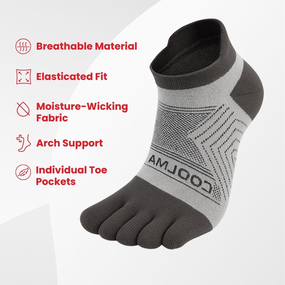 Kintoe Coolmax Performance No Show toe socks – close-up