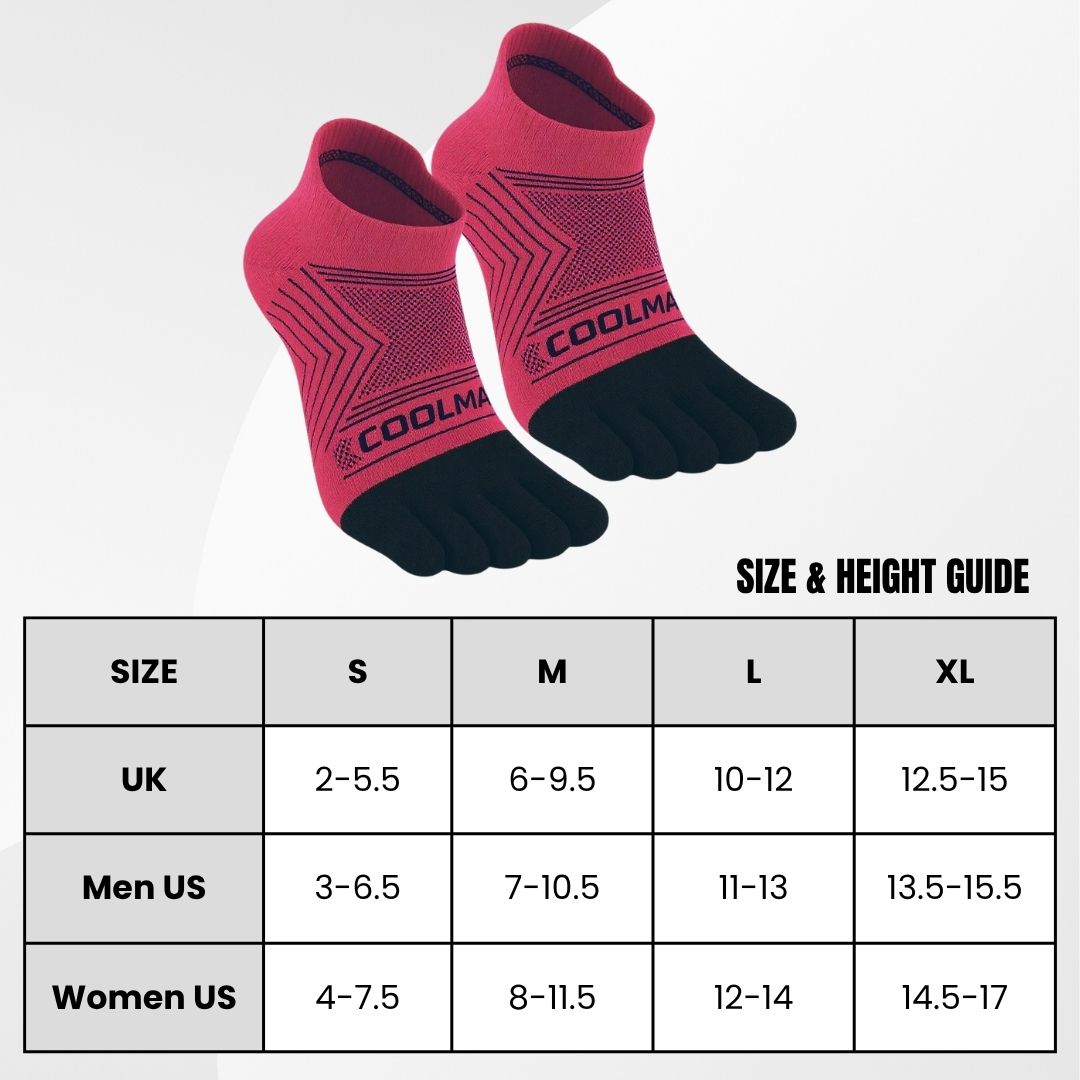 Kintoe Coolmax Performance No Show sizing chart