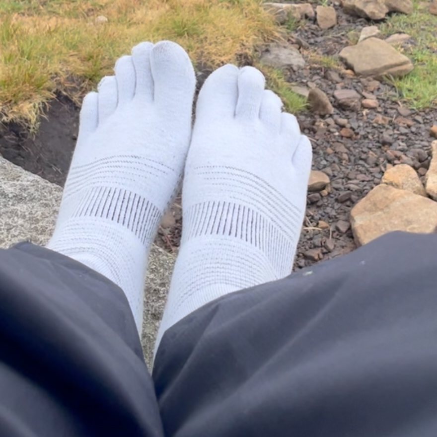 Kintoe customer wearing toe socks